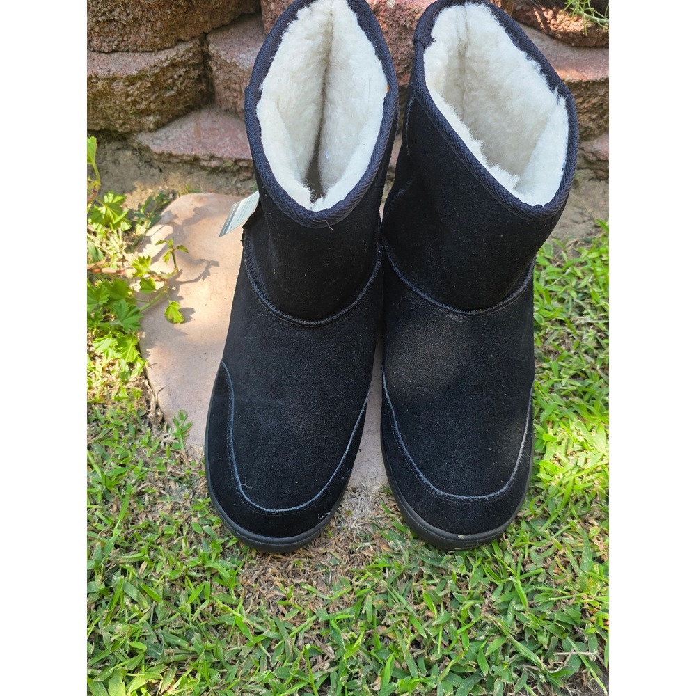 The Realm Mens Black Suede Wool Lined Winter Boots Size M11 Woolmark Tag
